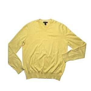 Banana Republic Yellow Cotton Cashmere Crewneck Sweater Size M Vintage